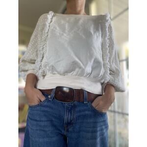 Free People Fringe Sweater White XS TP